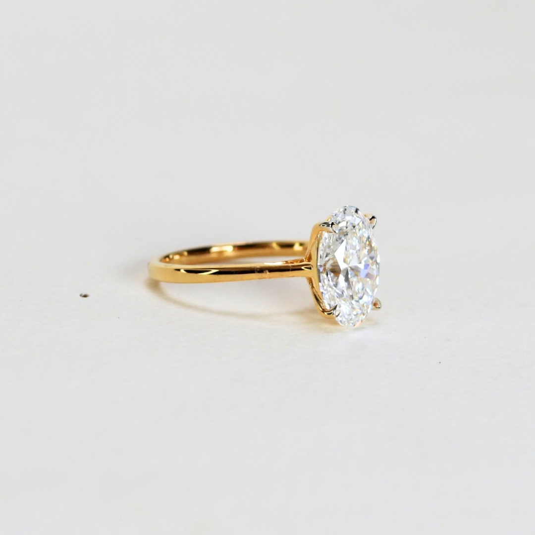 3cts Oval Lab-grown Solitaire ring petal prong