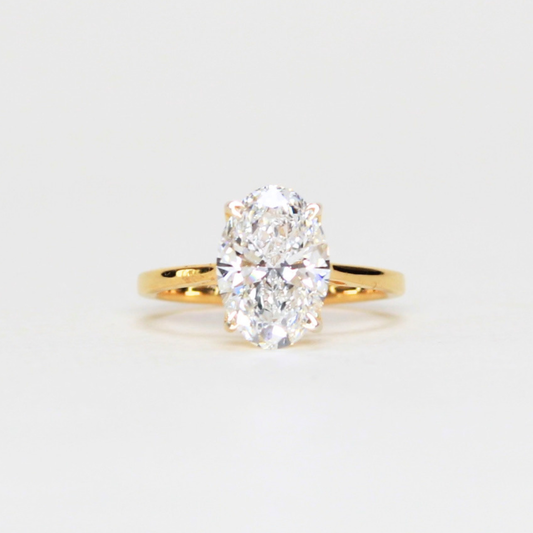 3cts Oval Lab-grown Solitaire ring petal prong