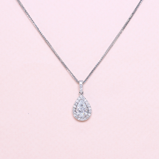 1.05ct Pear necklace with Halo