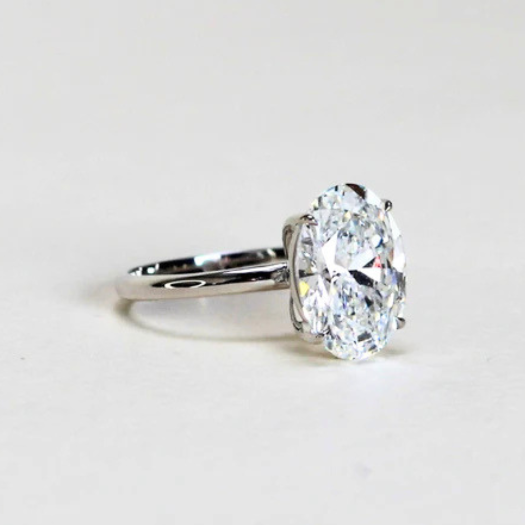 4.08ct Oval  Lab-grown Solitaire Ring