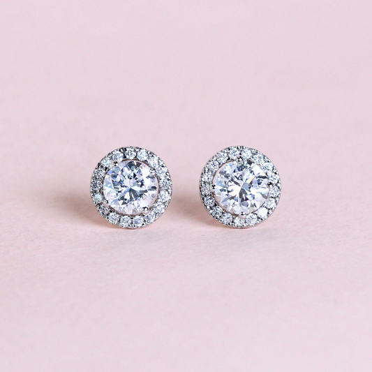 1.244 Round cut Lab-grown Stud earrings with halo