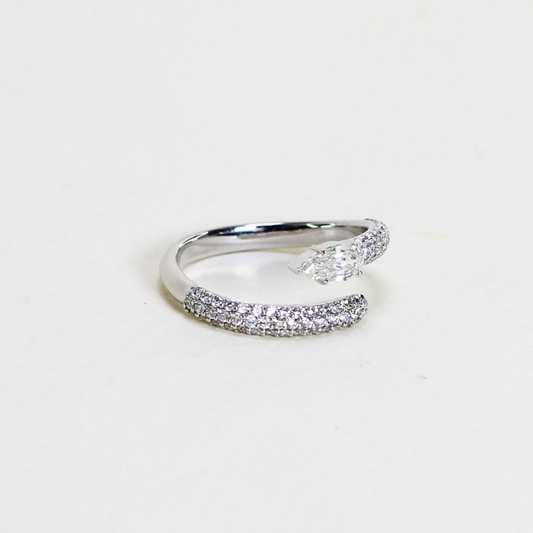 .75cts step cut Pear open ring