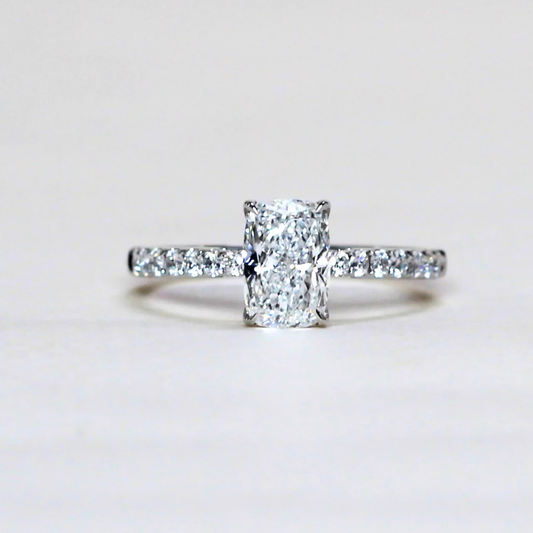 1.40cts Elongated Cushion Pavé lab-grown ring