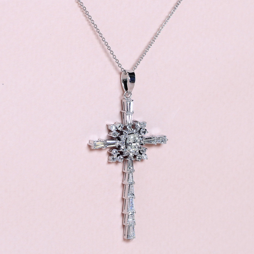 2.10cts Cross diamond necklace