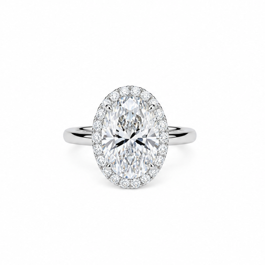 5.07cts Oval cut Lab-grown Ring with halo