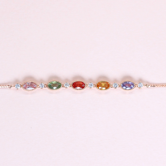 1.75cts Multicolored Sapphire adjustable bracelet