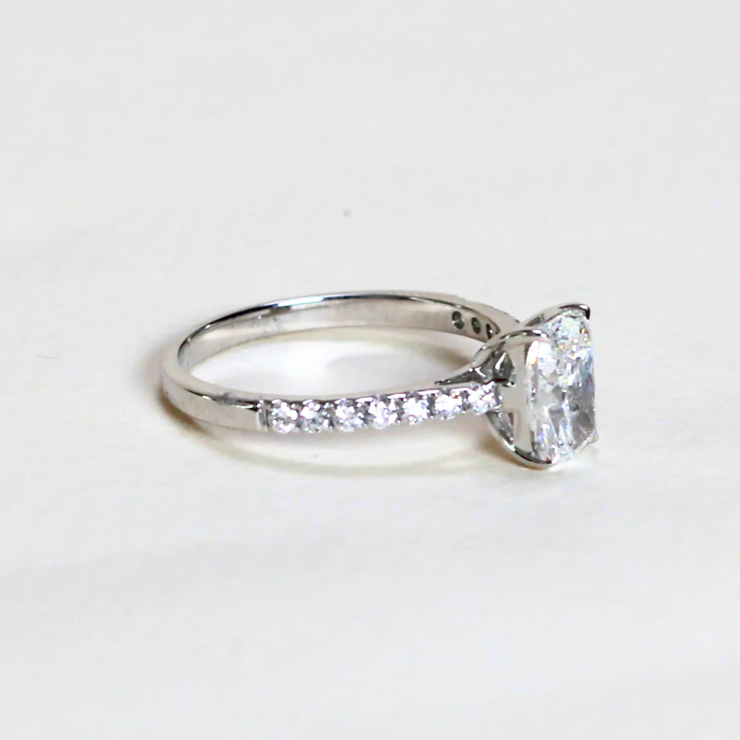 1.40cts Elongated Cushion Pavé lab-grown ring
