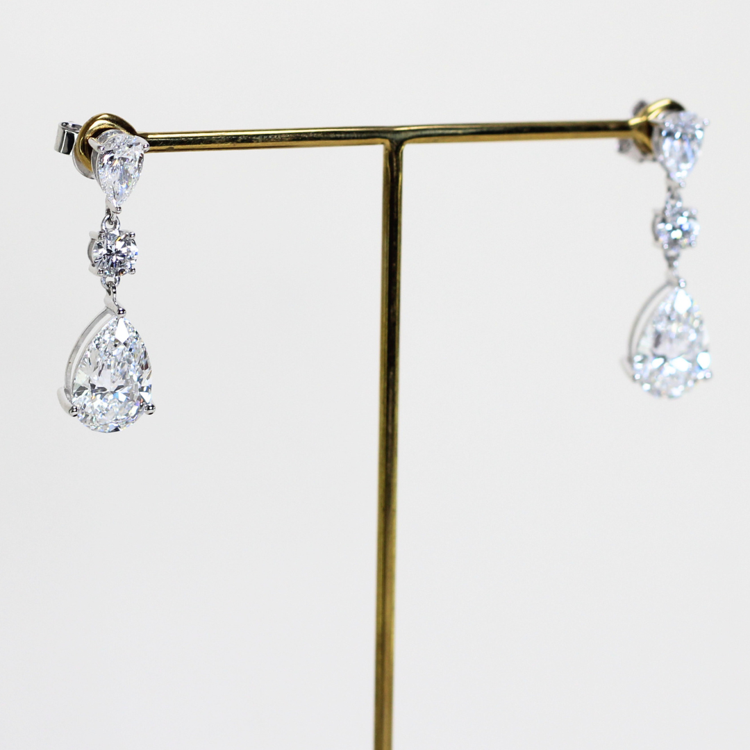 6.70cts Multi-shape Pear Lab-grown dangling earrings
