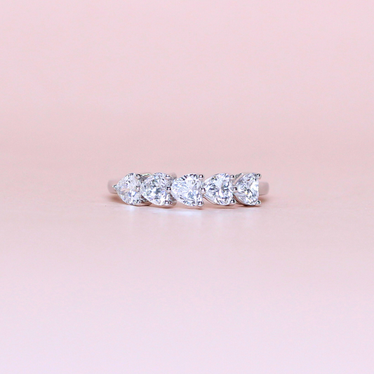 1.18cts 5-stone Heart cut Lab-grown ring