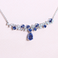 Three-way Sapphire and diamond cluster necklace