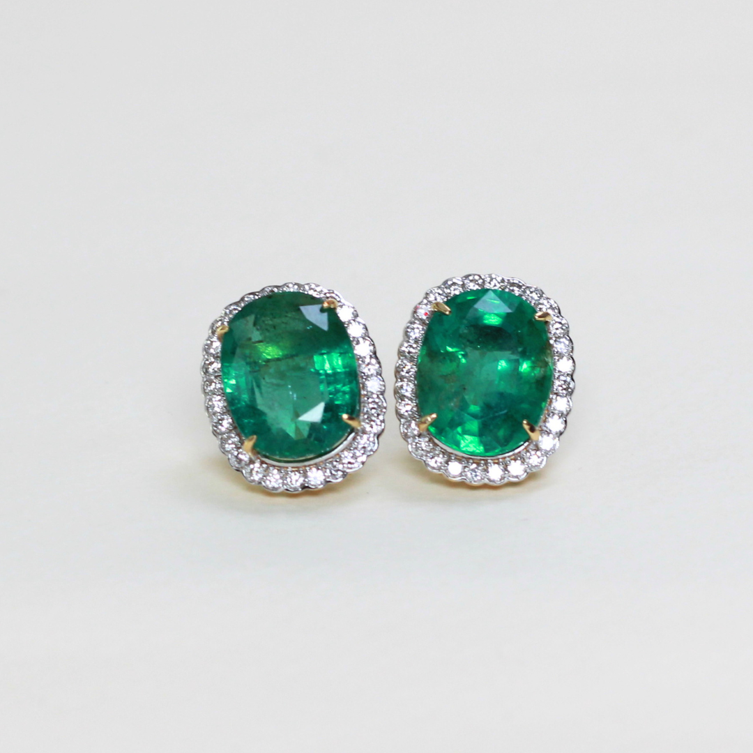 12.64ct Natural Columbian Emerald stud
