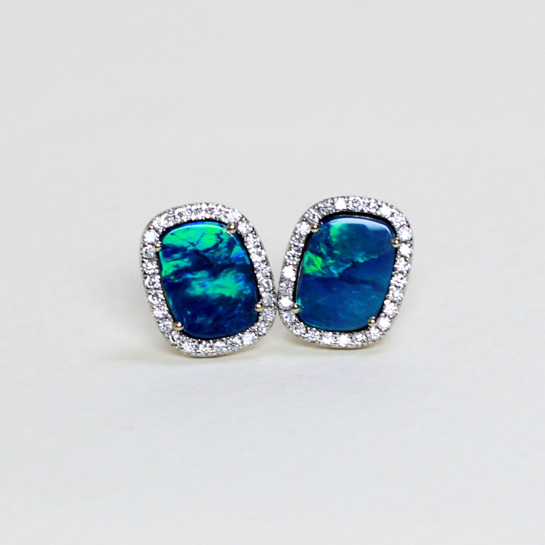 1.58cts Natural Blue Opal Doublet stud