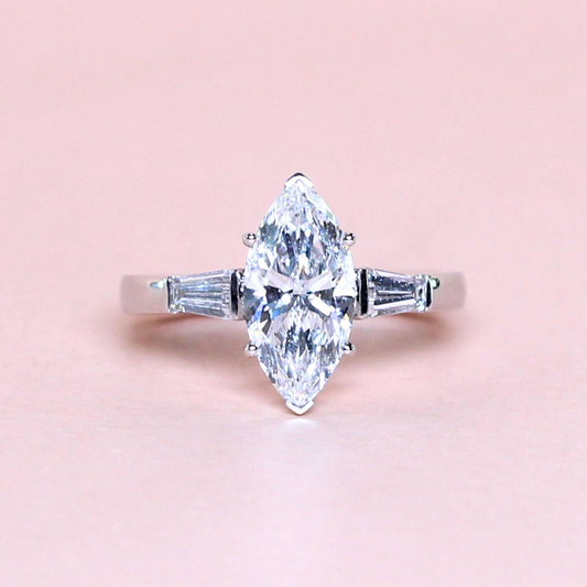 2.43cts Marquise cut Trilogy Lab-grown Platinum ring