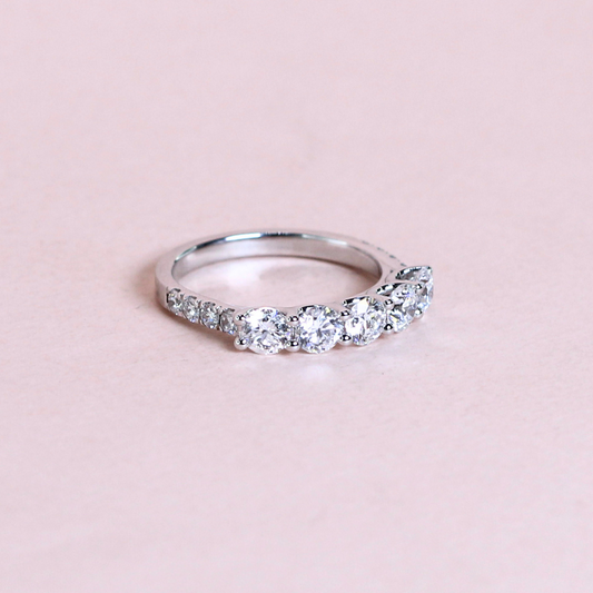 1.62cts 5-stone Round cut  Lab-grown Pavé ring