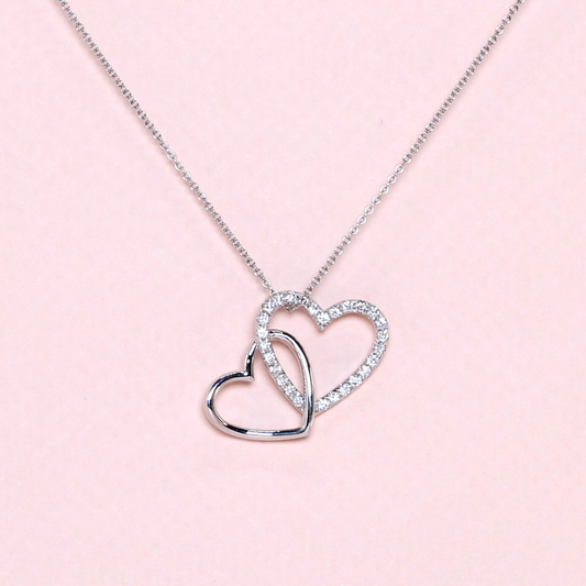 .38cts Double heart necklace