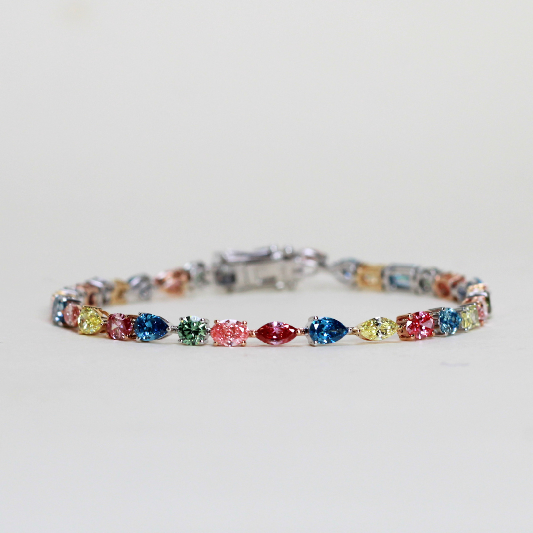 8.59cts Multishape Lab-grown colored stones bracelet