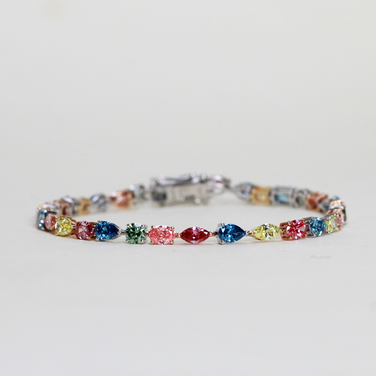8.59cts Multishape Lab-grown colored stones bracelet