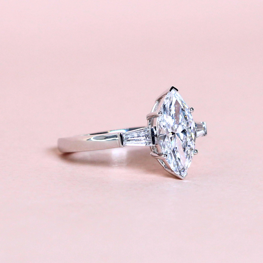 2.43cts Marquise cut Trilogy Lab-grown Platinum ring