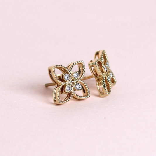 0.38cts Round cut Lab-grown Flower Stud earrings
