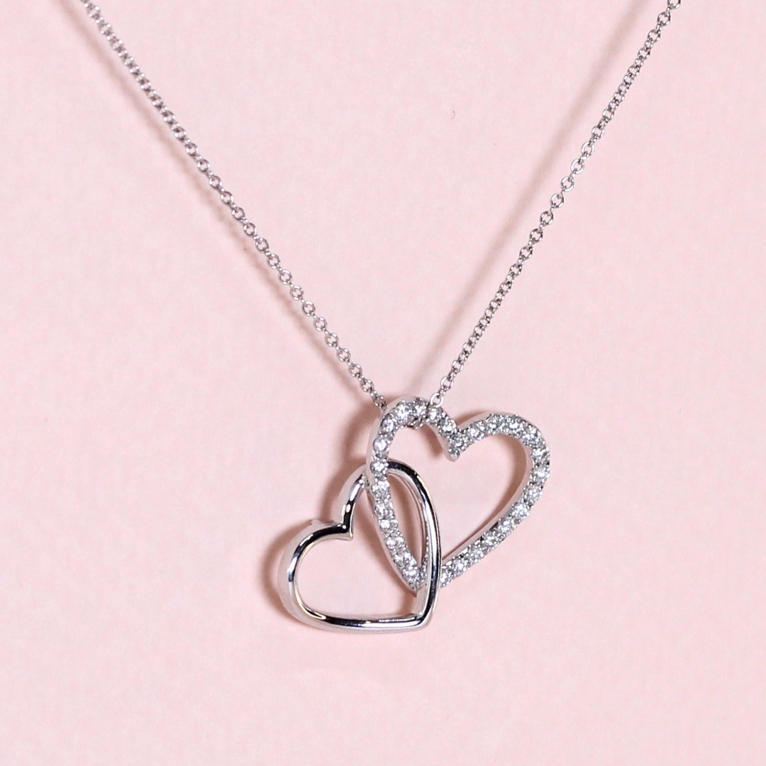 .38cts Double heart necklace