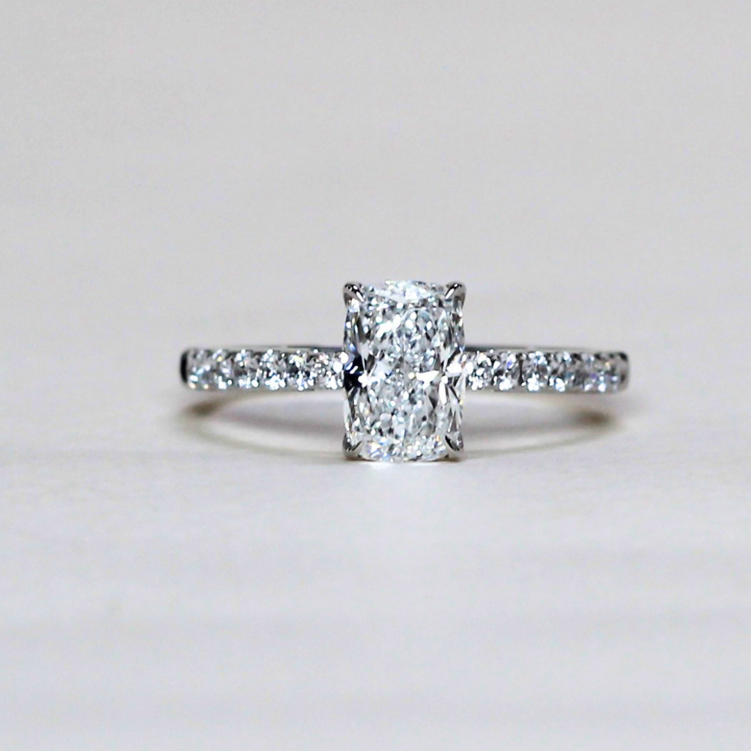 1.40cts Elongated Cushion Pavé lab-grown ring