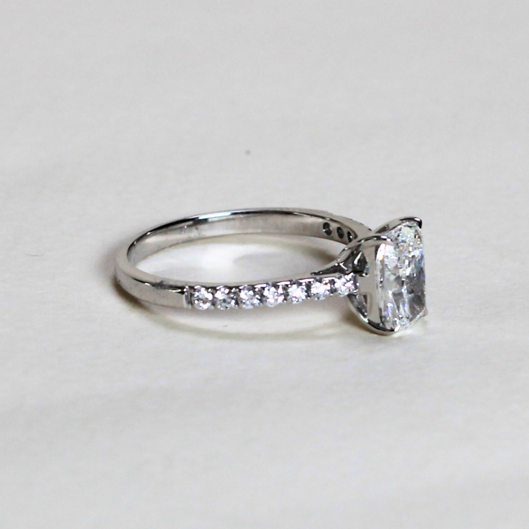 1.40cts Elongated Cushion Pavé lab-grown ring