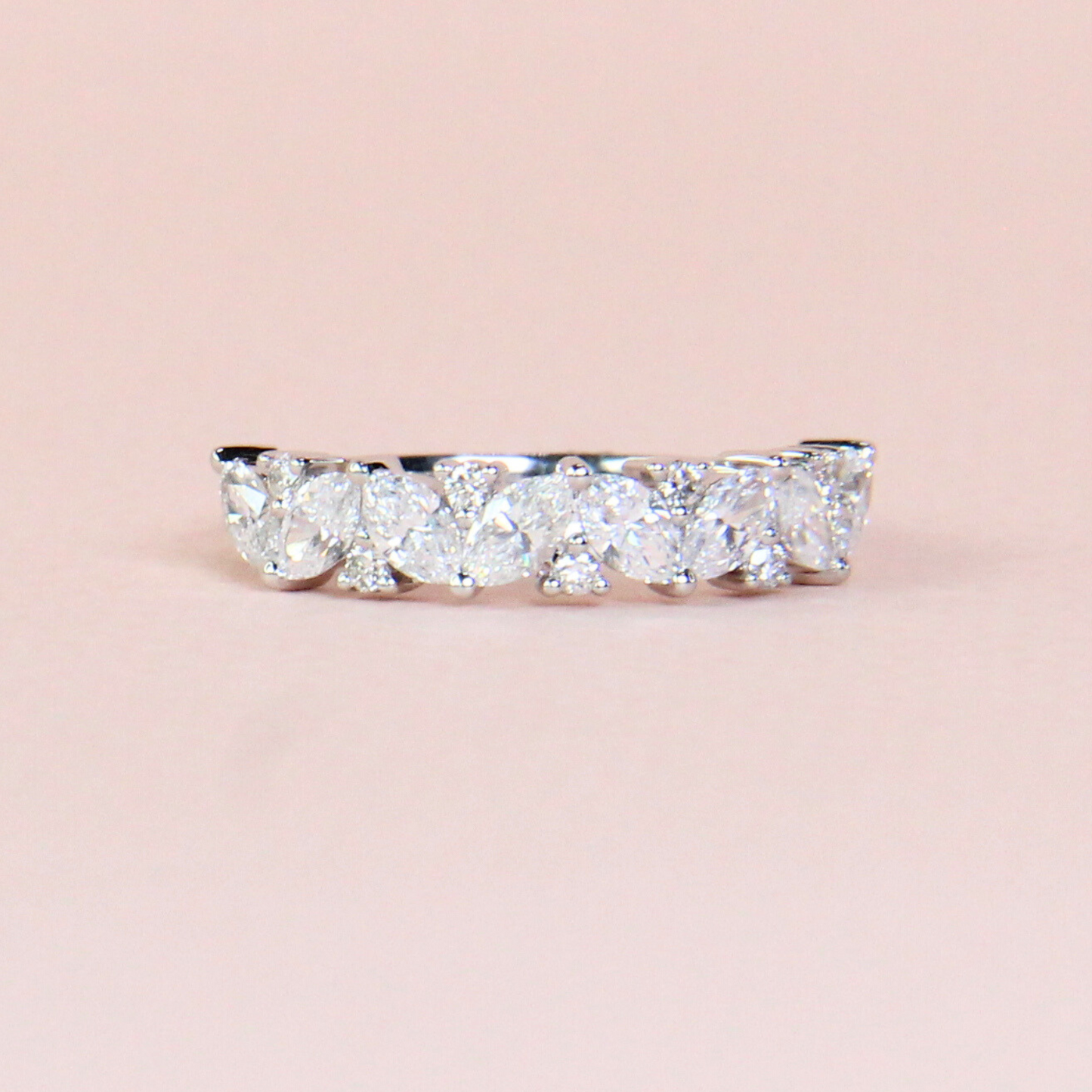 1.09cts Marquise and Round Half Eternity Diamond ring