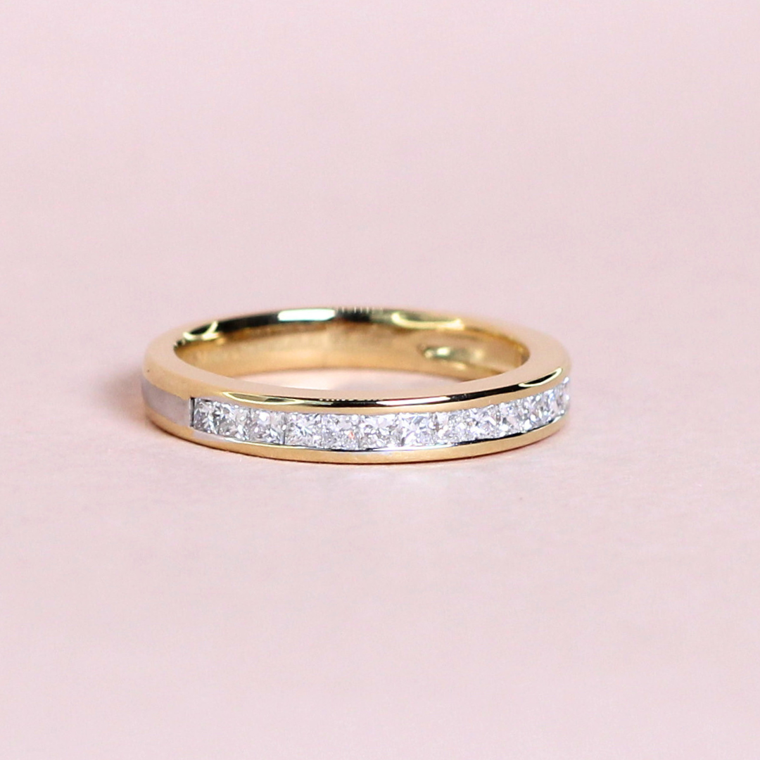 .52cts Princess cut Half Eternity Two-toned ring