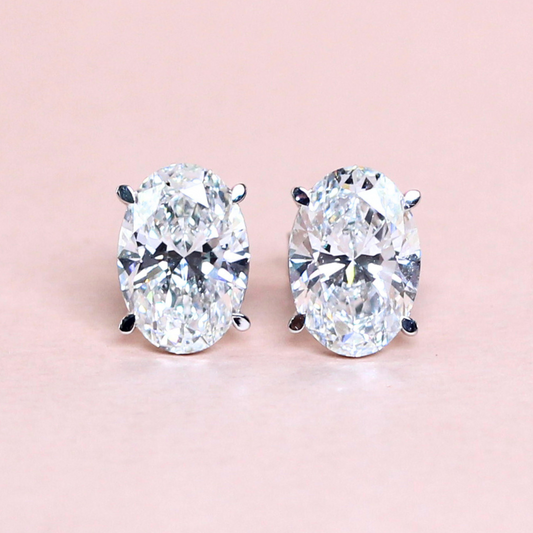 4cts Oval cut Lab-grown stud earrings