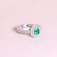 .39ct Colombian Emerald ring with double halo