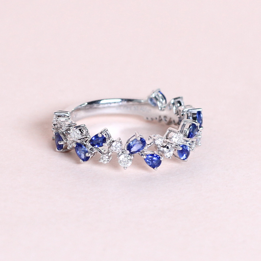 Sapphire and diamond cluster ring