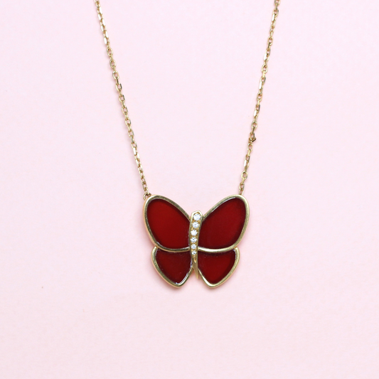 Red Carnelian Butterfly Necklace