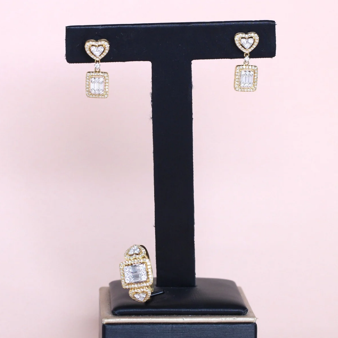 1.03cts Heart and Square illusion set