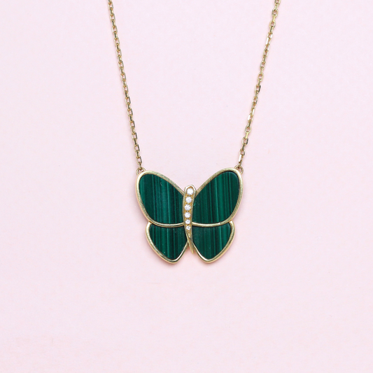 Green Malachite Butterfly Necklace