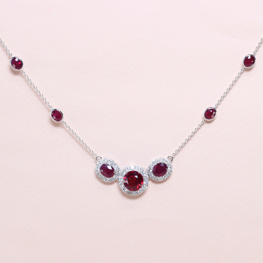 Ruby Diamond Cascade Necklace