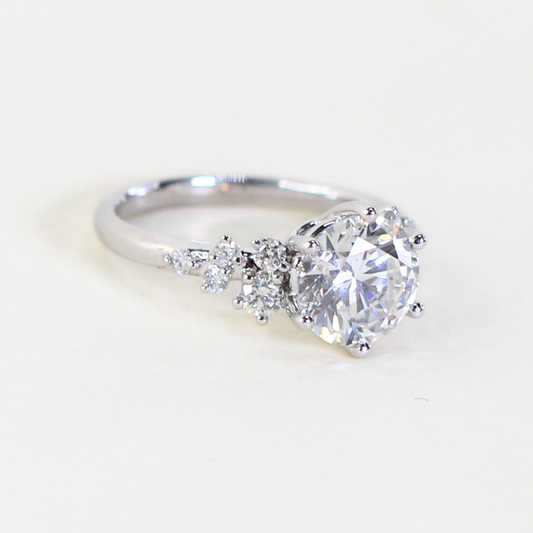 2ct Round Lab-grown diamond ring with accent stones