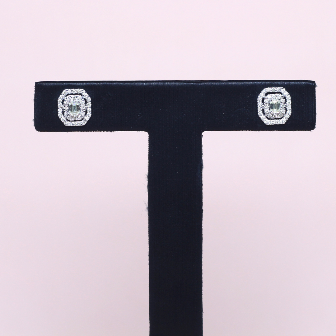 .64cts Cushion illusion earrings w/ halo