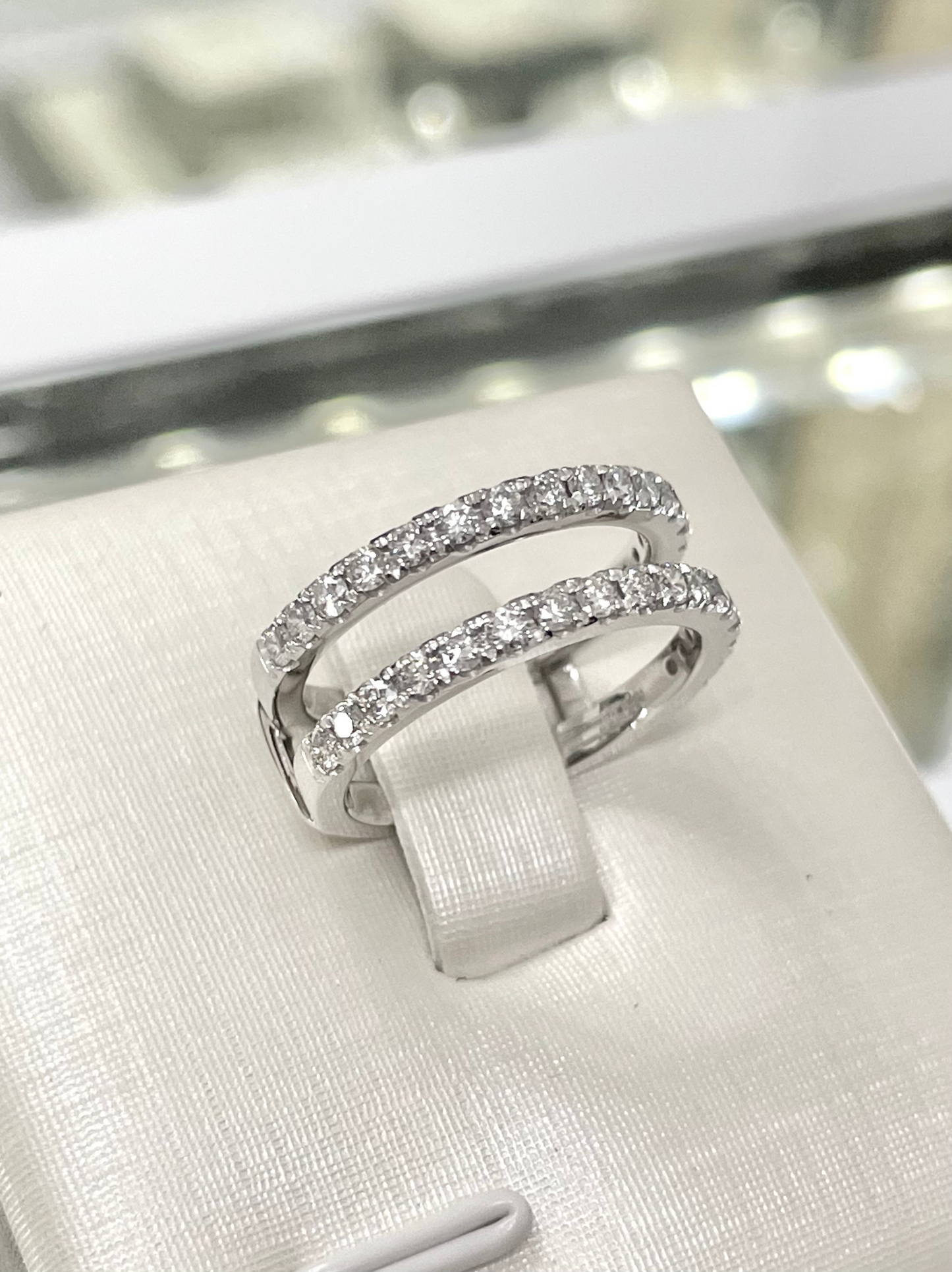 Double-row half eternity ring in pave setting