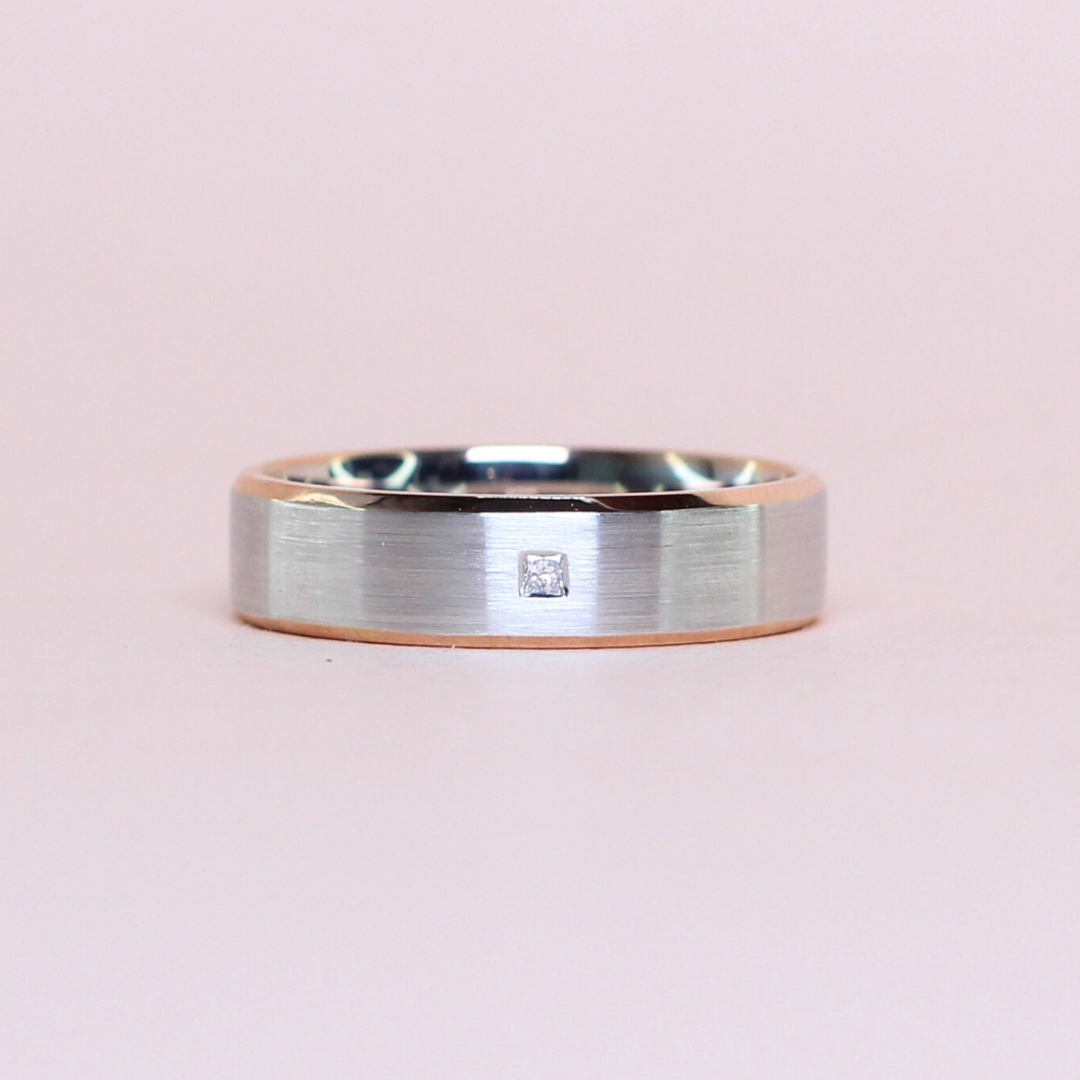 .02ct Princess Cut Diamond two-toned band