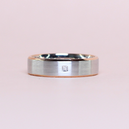 .02ct Princess Cut Diamond two-toned band