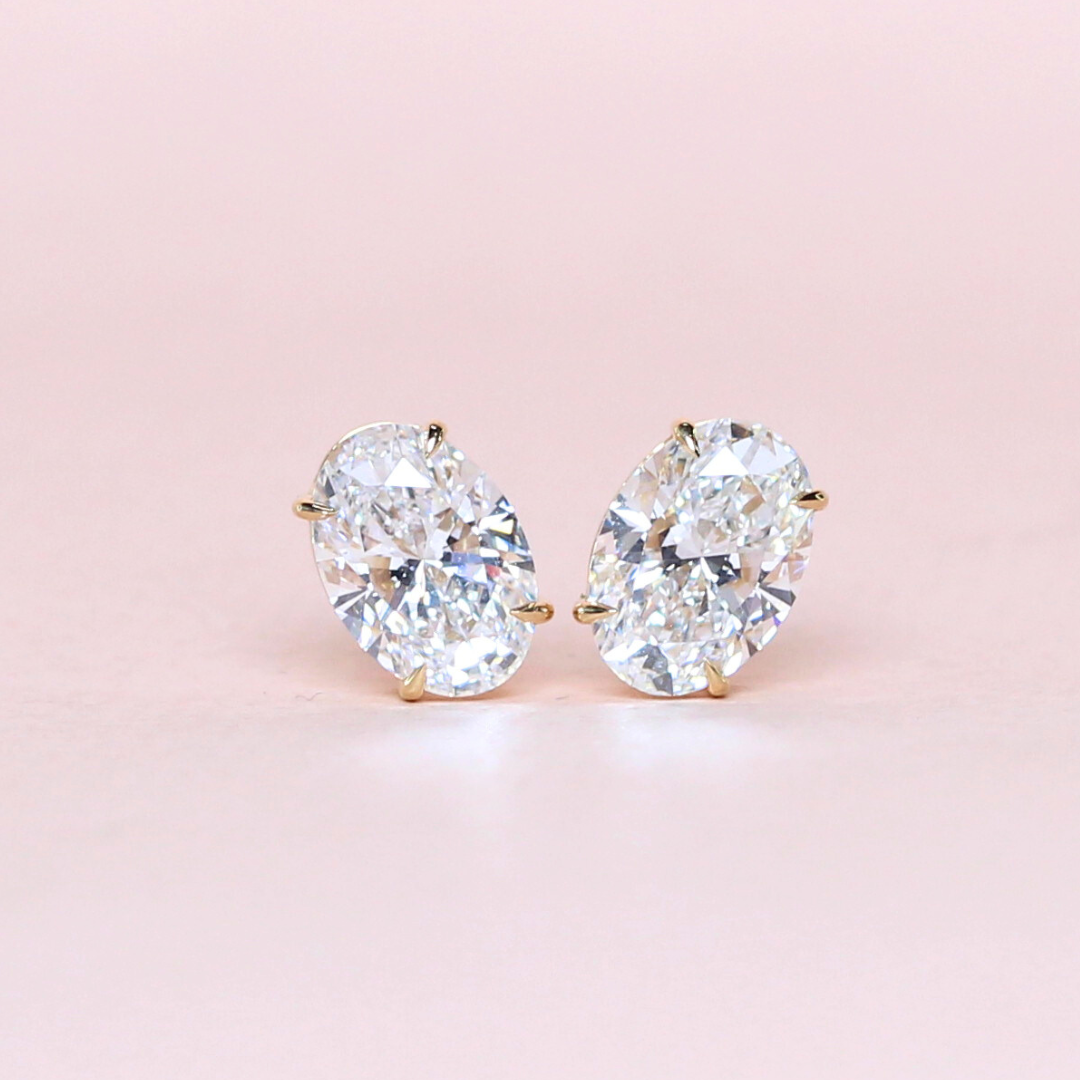 4.14cts Oval cut Lab-grown stud earrings