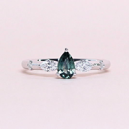 .53ct Pear cut Blue-green Sapphire ring