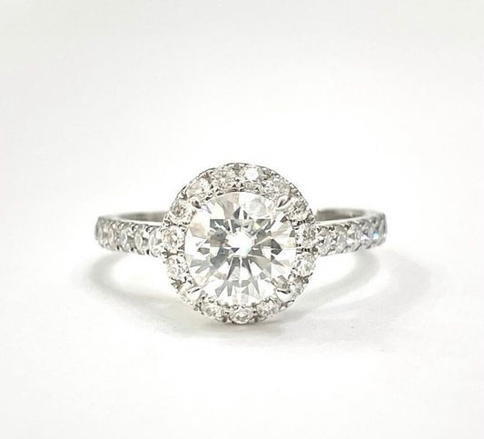2ct Round Diamond ring with Halo in Pave Setting