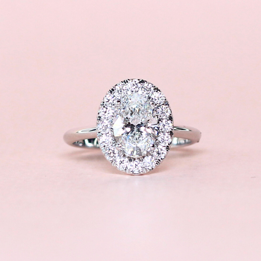1.46cts Oval ring with halo