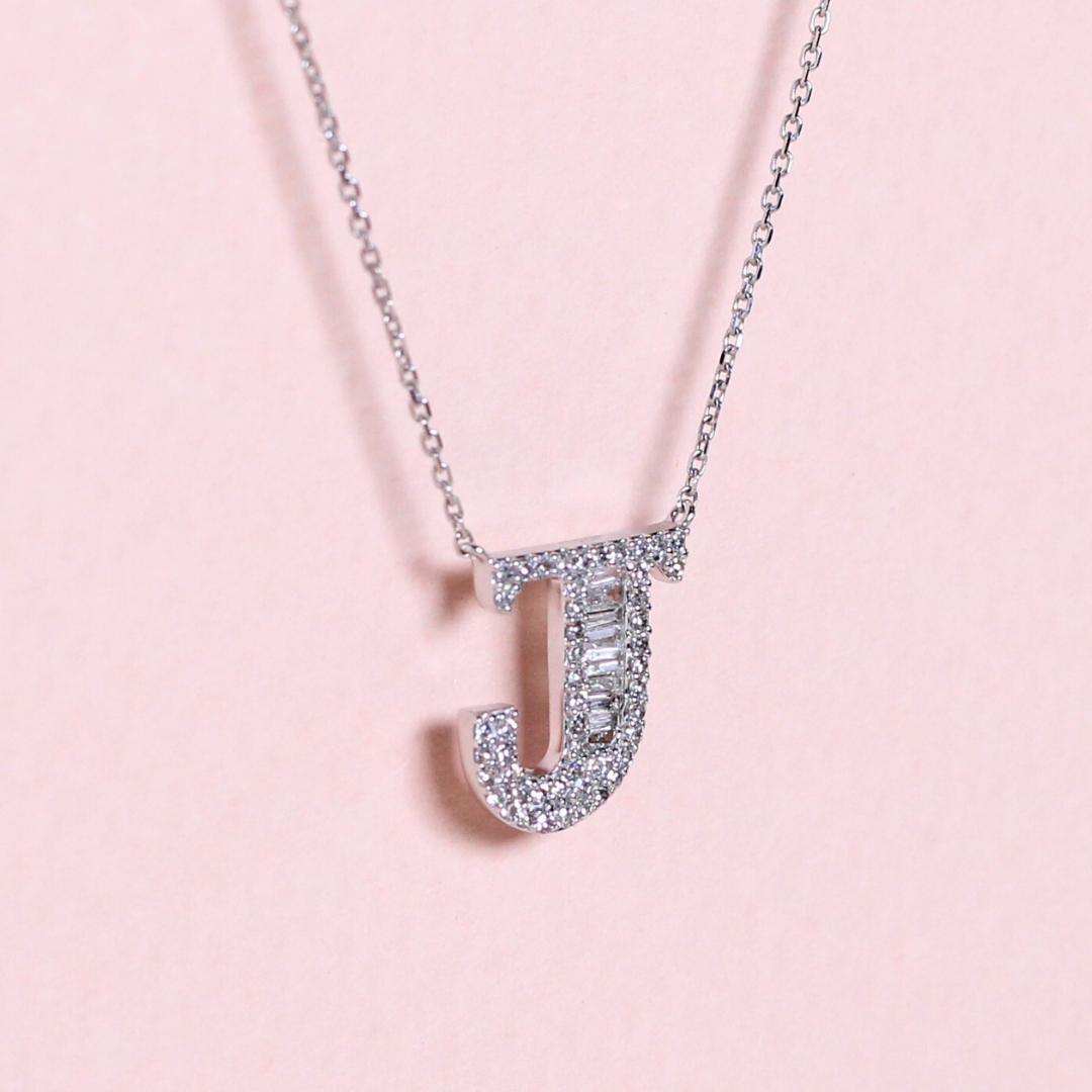 .17cts J diamond Letter necklace