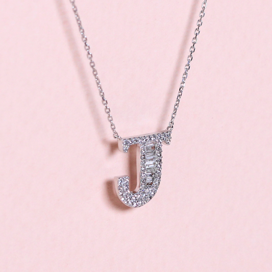 .17cts J diamond Letter necklace
