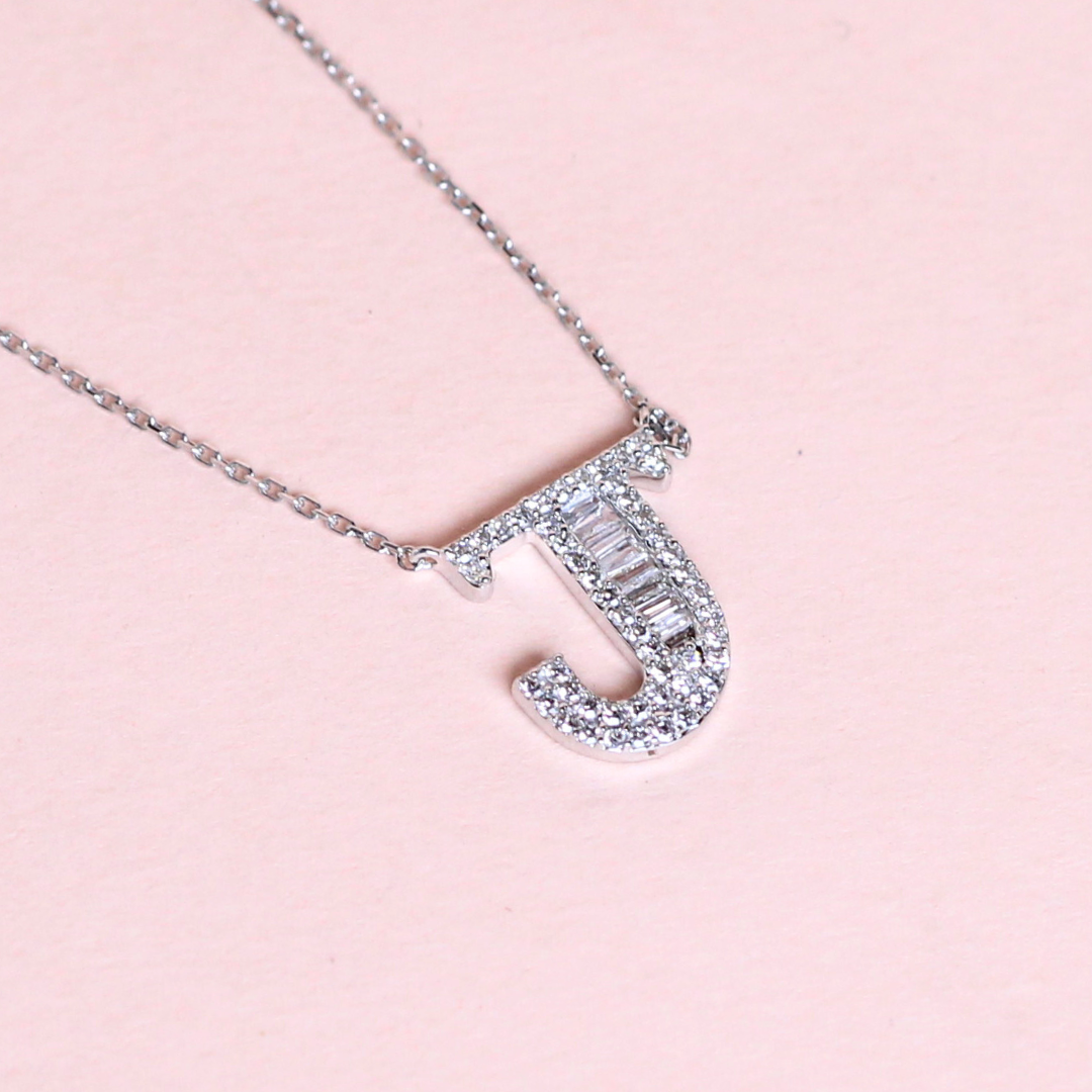 .17cts J diamond Letter necklace