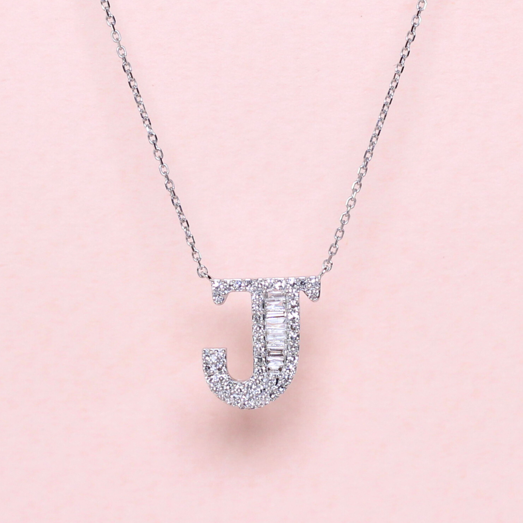 .17cts J diamond Letter necklace