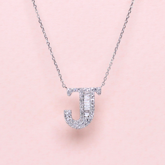 .17cts J diamond Letter necklace