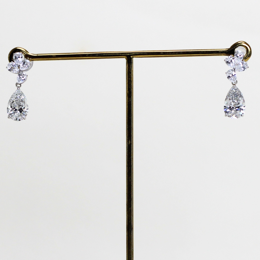 2.70cts Pear lab-grown dangling earrings